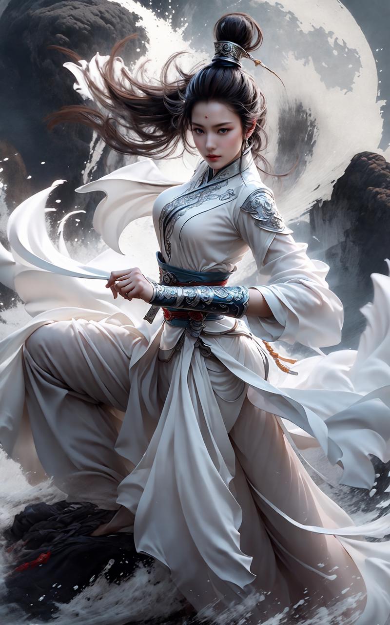 606247209521969566-3421619852-martial, 1girl, solo, simple background,_ustration style, Chinese martial arts war scenes, chinese ink style, martial arts style.jpg